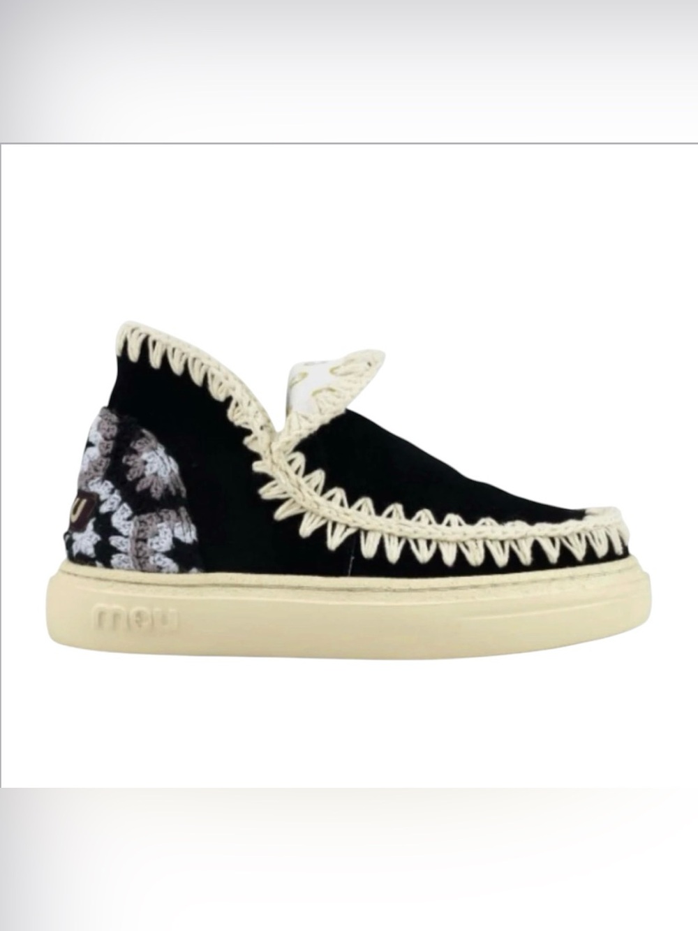MOU Eskimo Suede Black Bold Sneakers Boots Shoes with Crochet Heels EU 39 / US 9